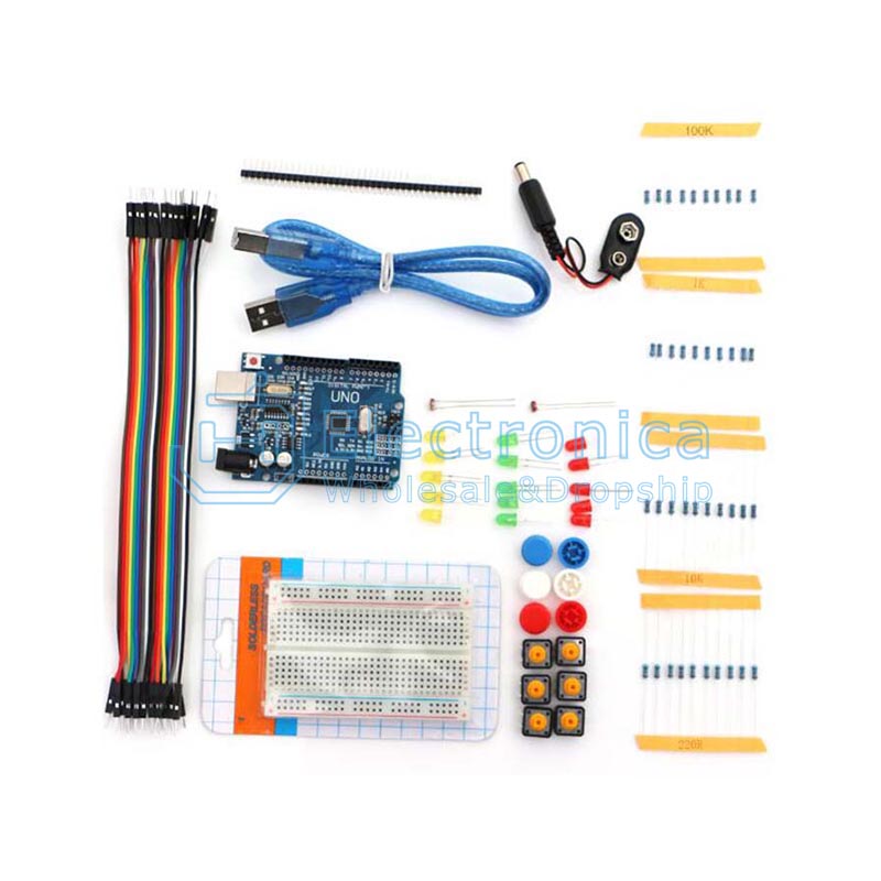 Kit Starter Basic UNO R3 Mini Breadboard LED Jumper Wire Button ...